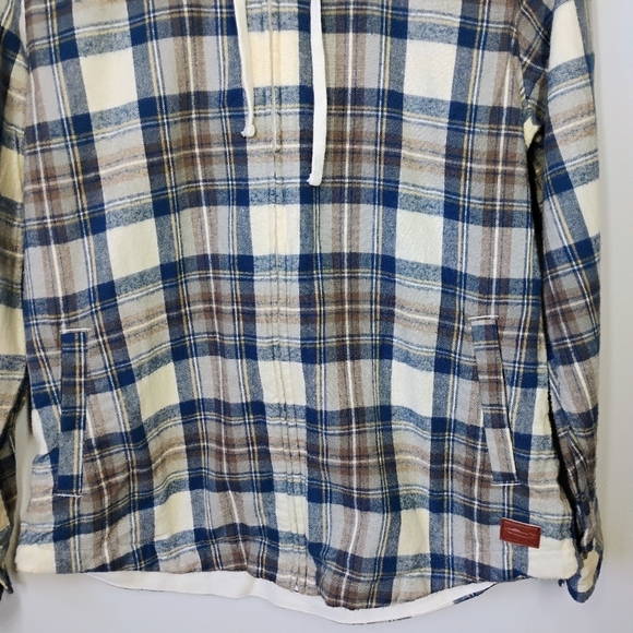 LL Bean Scotch Plaid Flannel Shirt Relaxed Fit Zip Hoodie Granola Size Small - Picture 3 of 15
